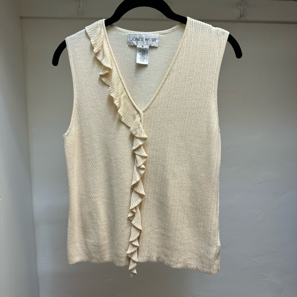Vintage Jones Wear Ruffle Knit Sleeveless Top Size:M